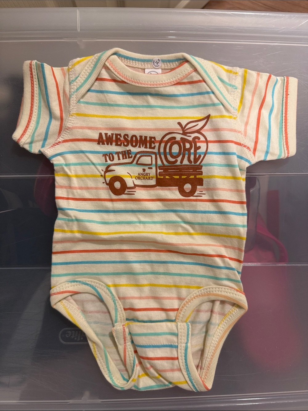 BNWT • Newborn - 'Angry Orchard' Striped Bodysuit / Onesie